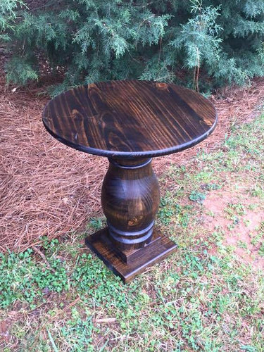 Hand Turned Pedestal End Table