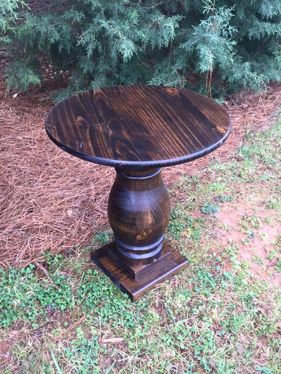 Hand Turned Pedestal End Table
