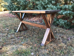 Wide Plank Double X Console Table