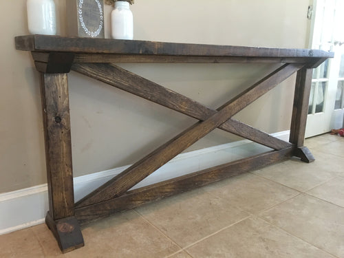 Thin Rough Sawn X Console Table