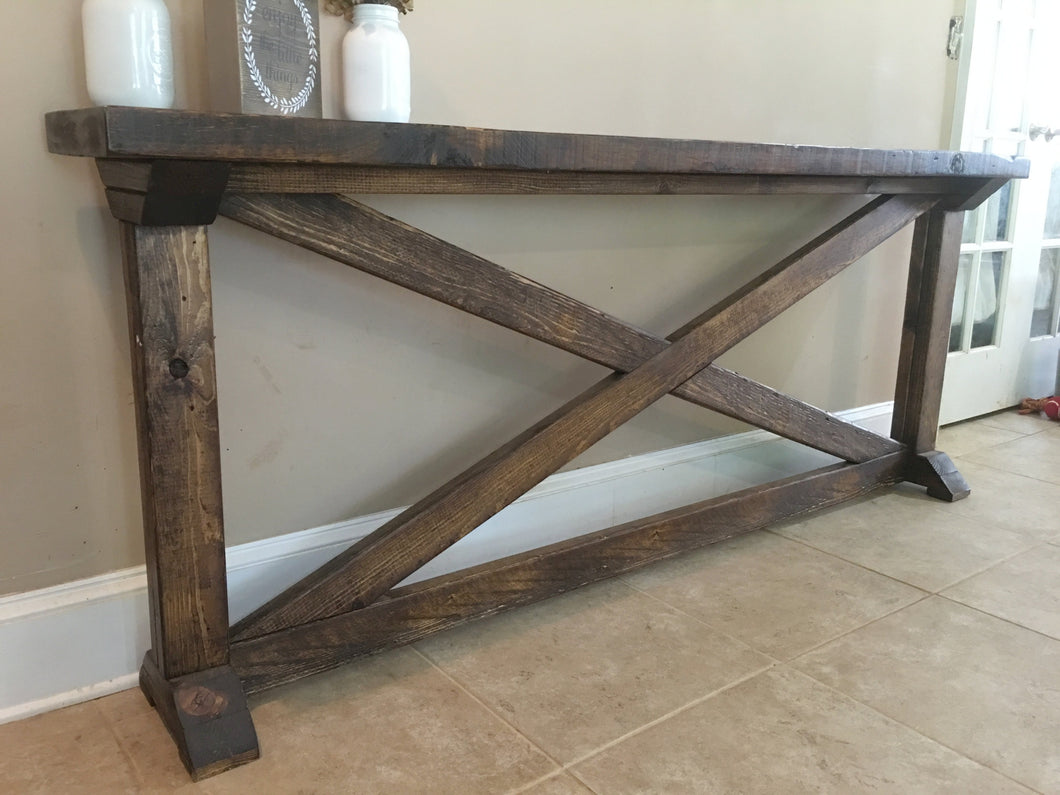 Thin Rough Sawn X Console Table