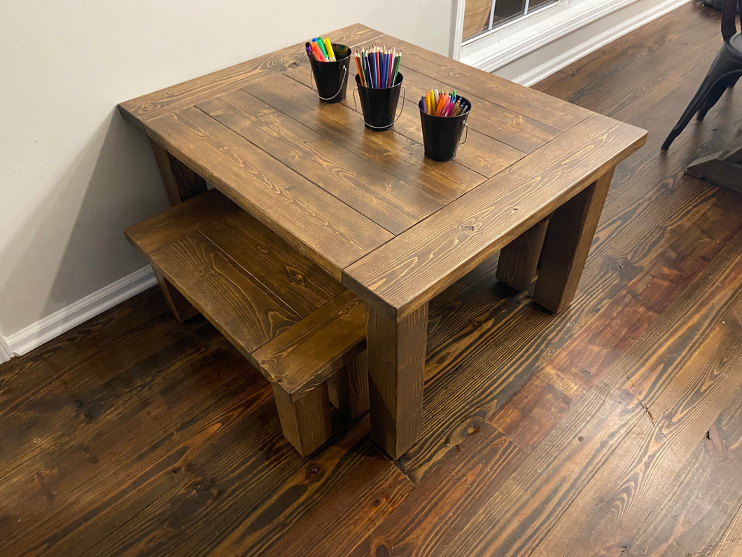 Children Table and 2 Bench Set