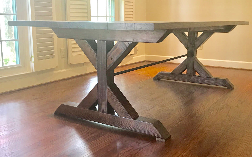 Metal Chunky Double X Dining Table
